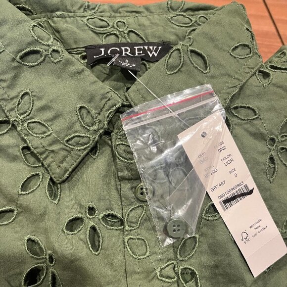 J. Crew Spring garden top shirt eyelet BQ223 Green 0 - Picture 4 of 4